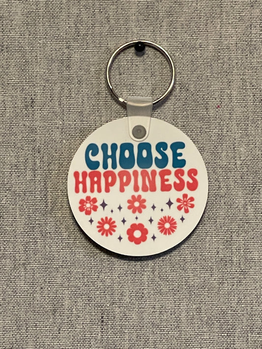 Retro Choose Happiness Keychain