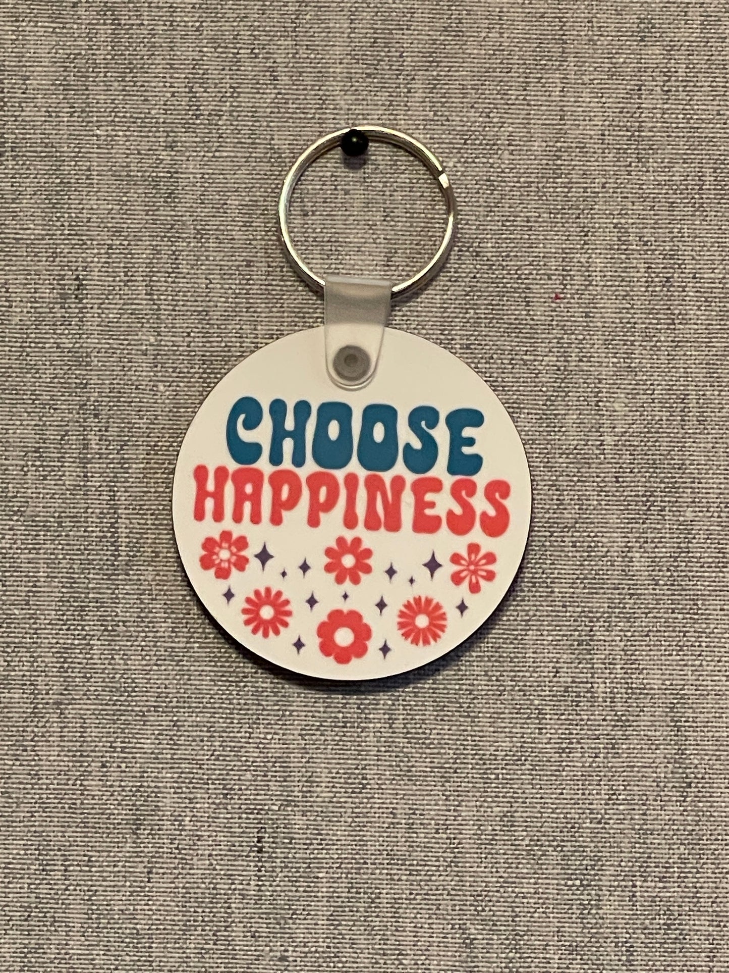 Retro Choose Happiness Keychain