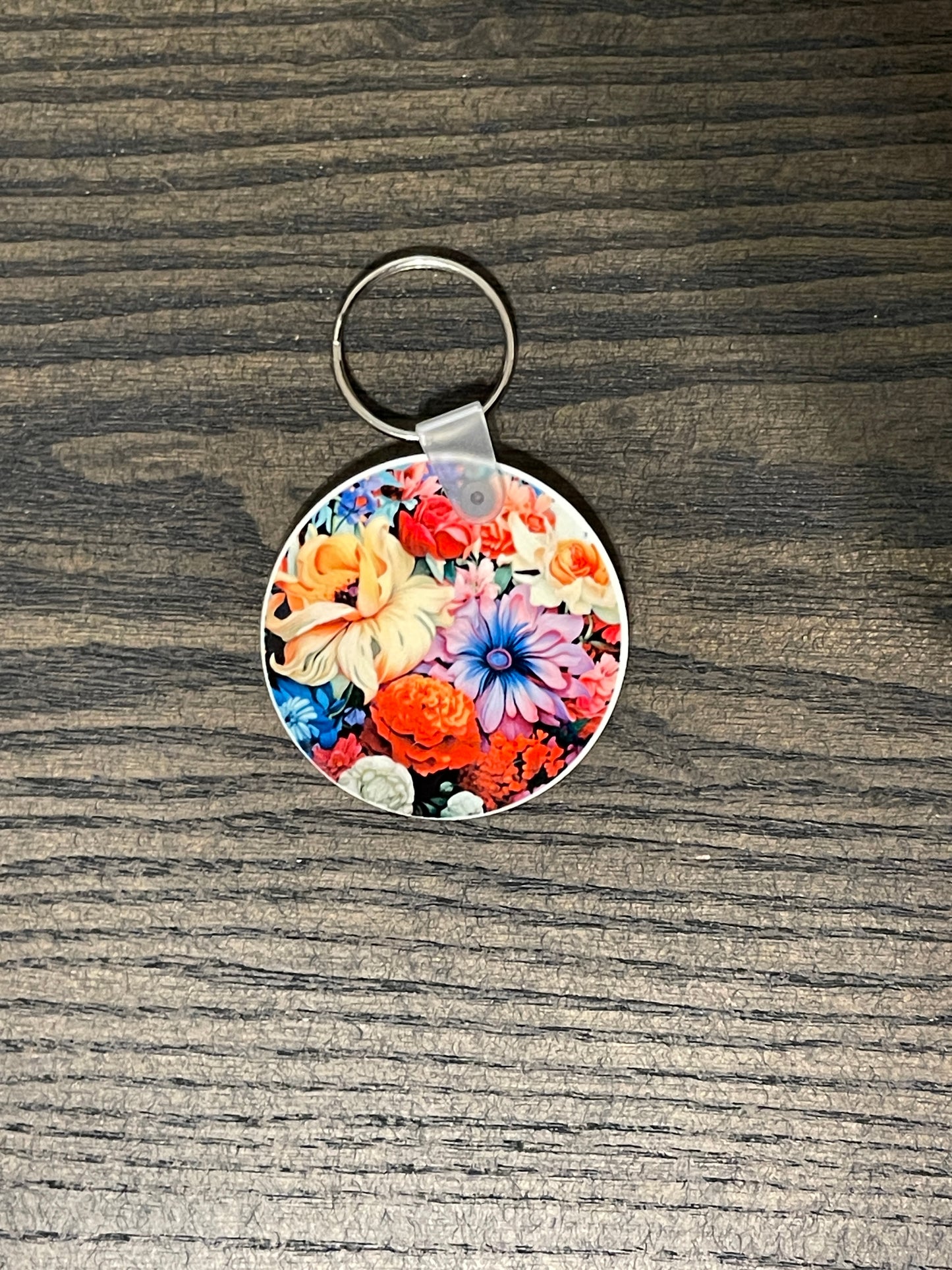 Carnation, Zinnia Floral Keychain