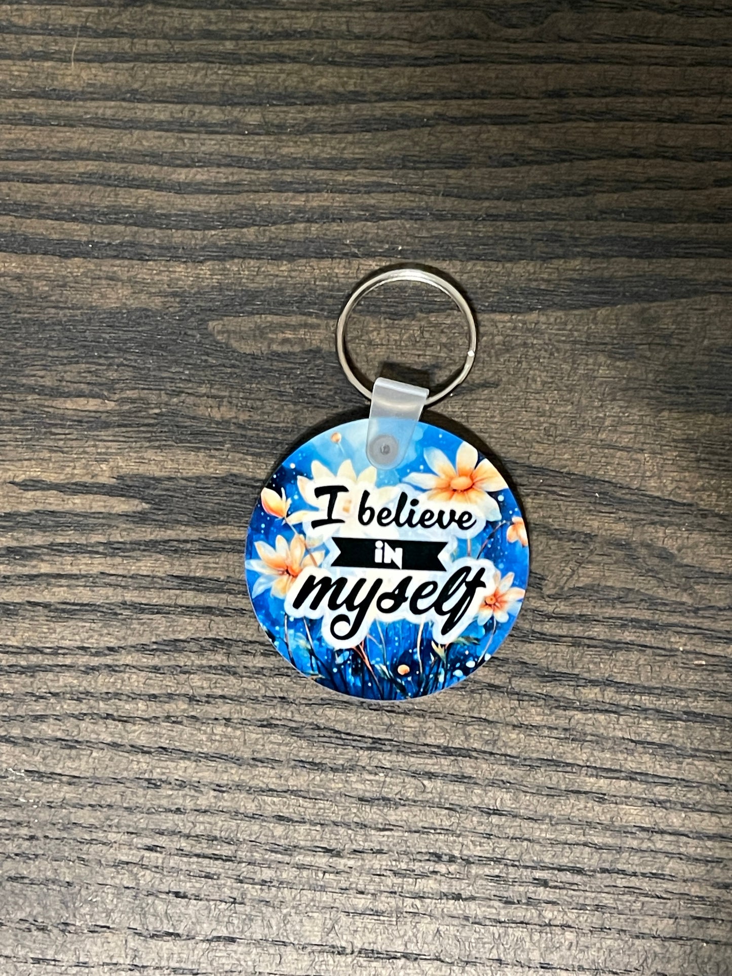 I Believe in Myself Floral Keychain