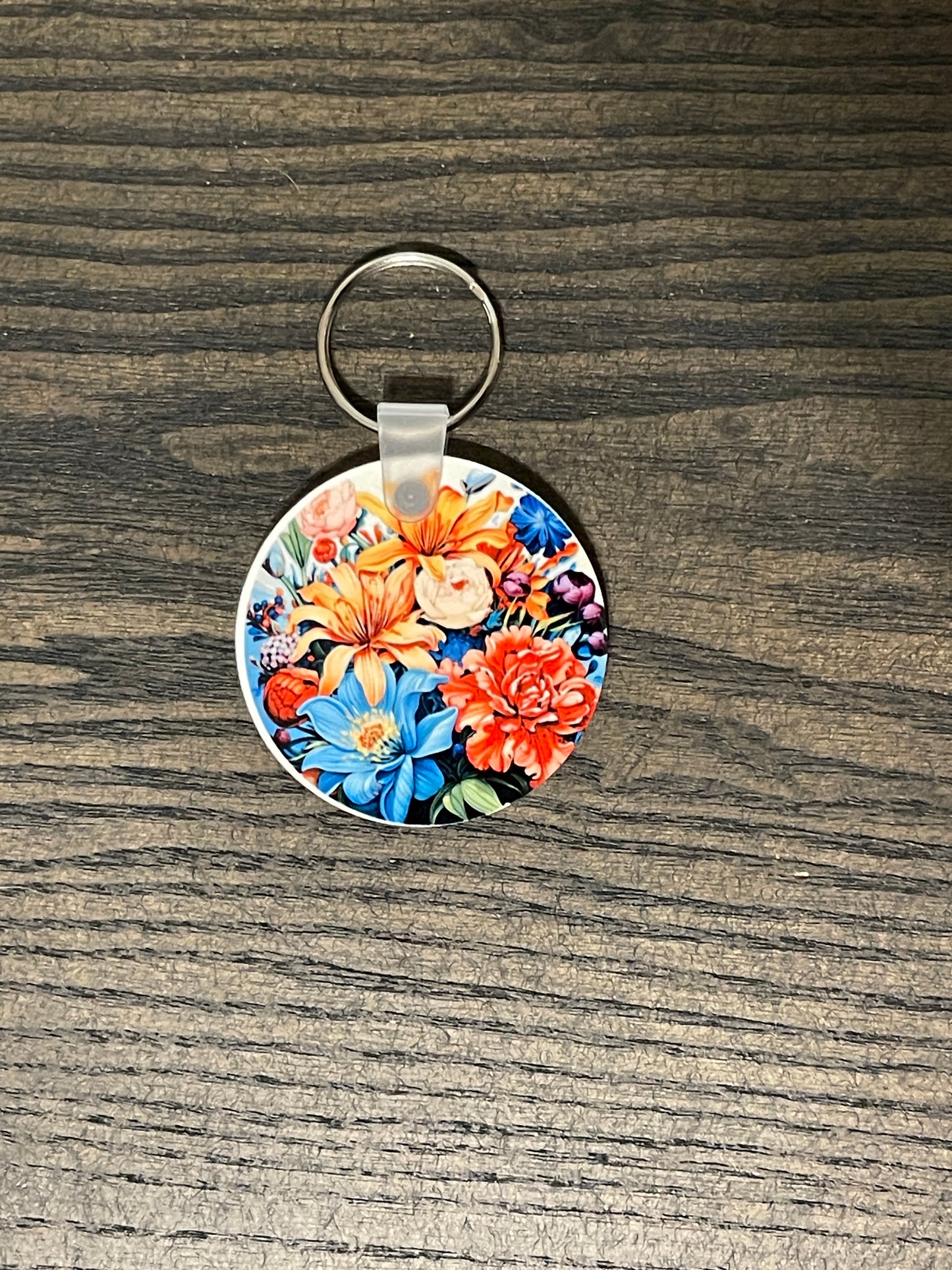 Carnation, Zinnia Floral Keychain