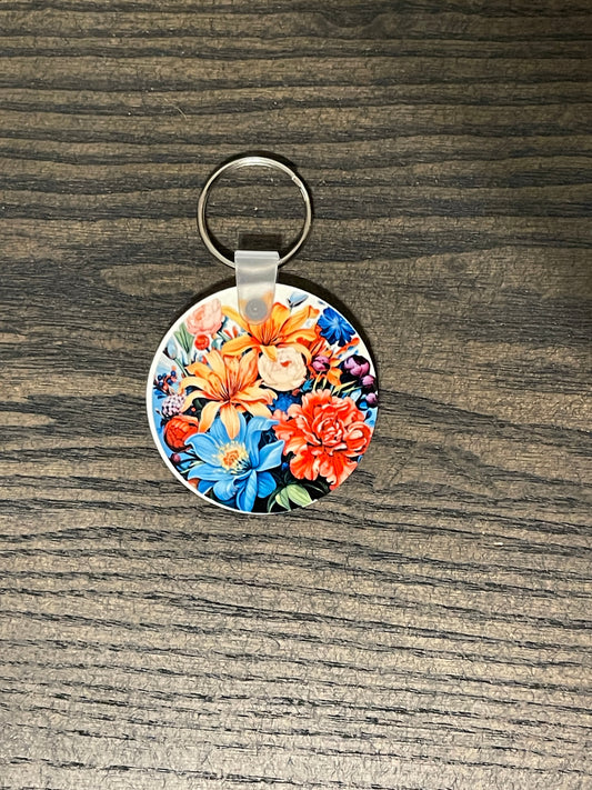 Carnation, Zinnia Floral Keychain