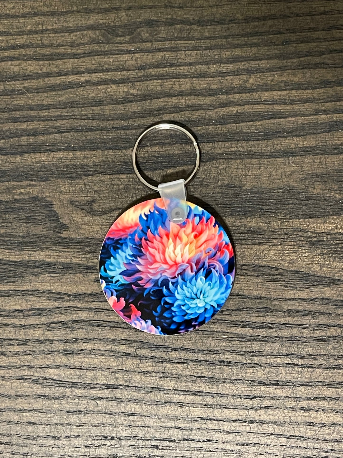 Colorful Zinnia Keychain