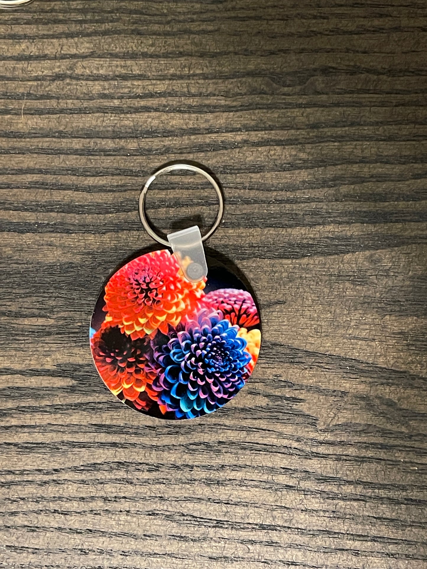 Rainbow Dahlia Keychain