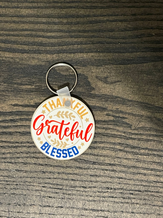 Thankful Grateful Blessed Keychain