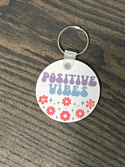 Retro Positive Vibes Keychain