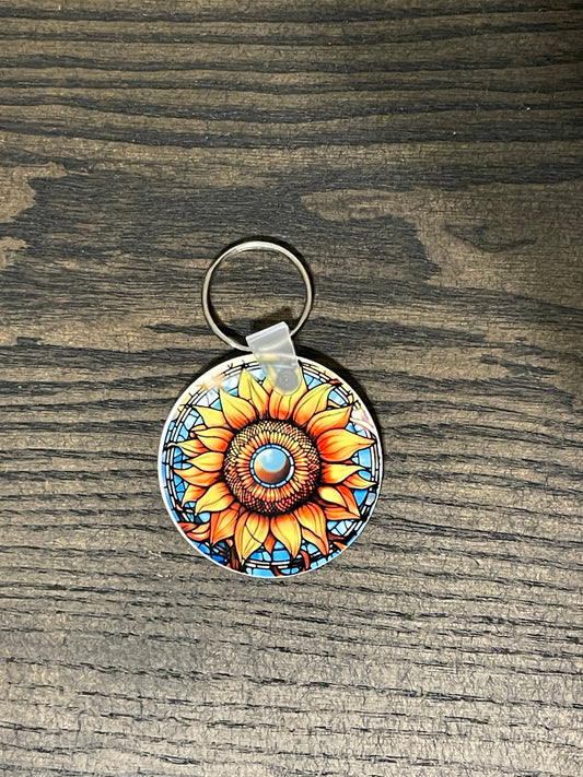 Stained Glass Sunflower Keychain