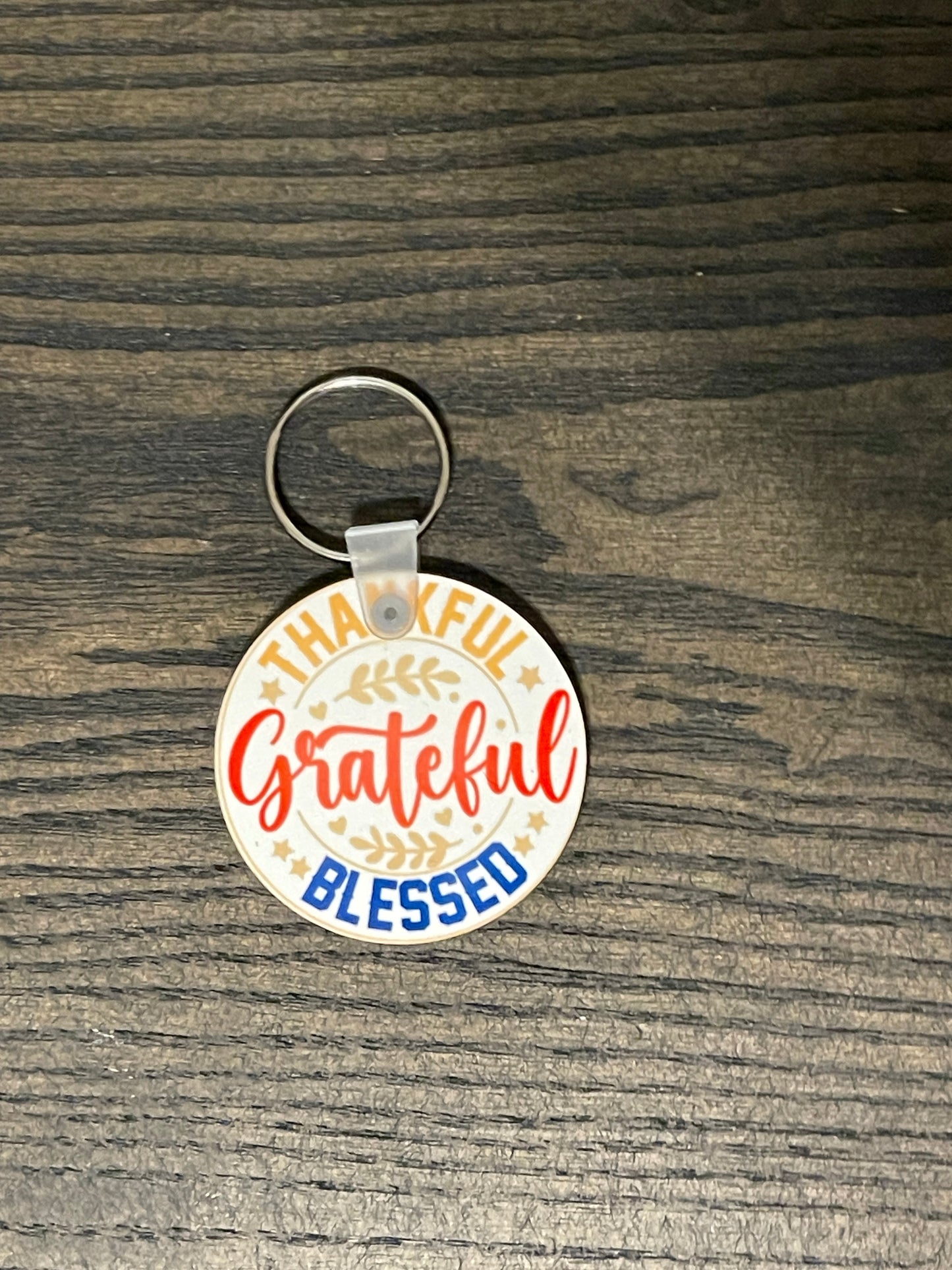 Thankful Grateful Blessed Keychain