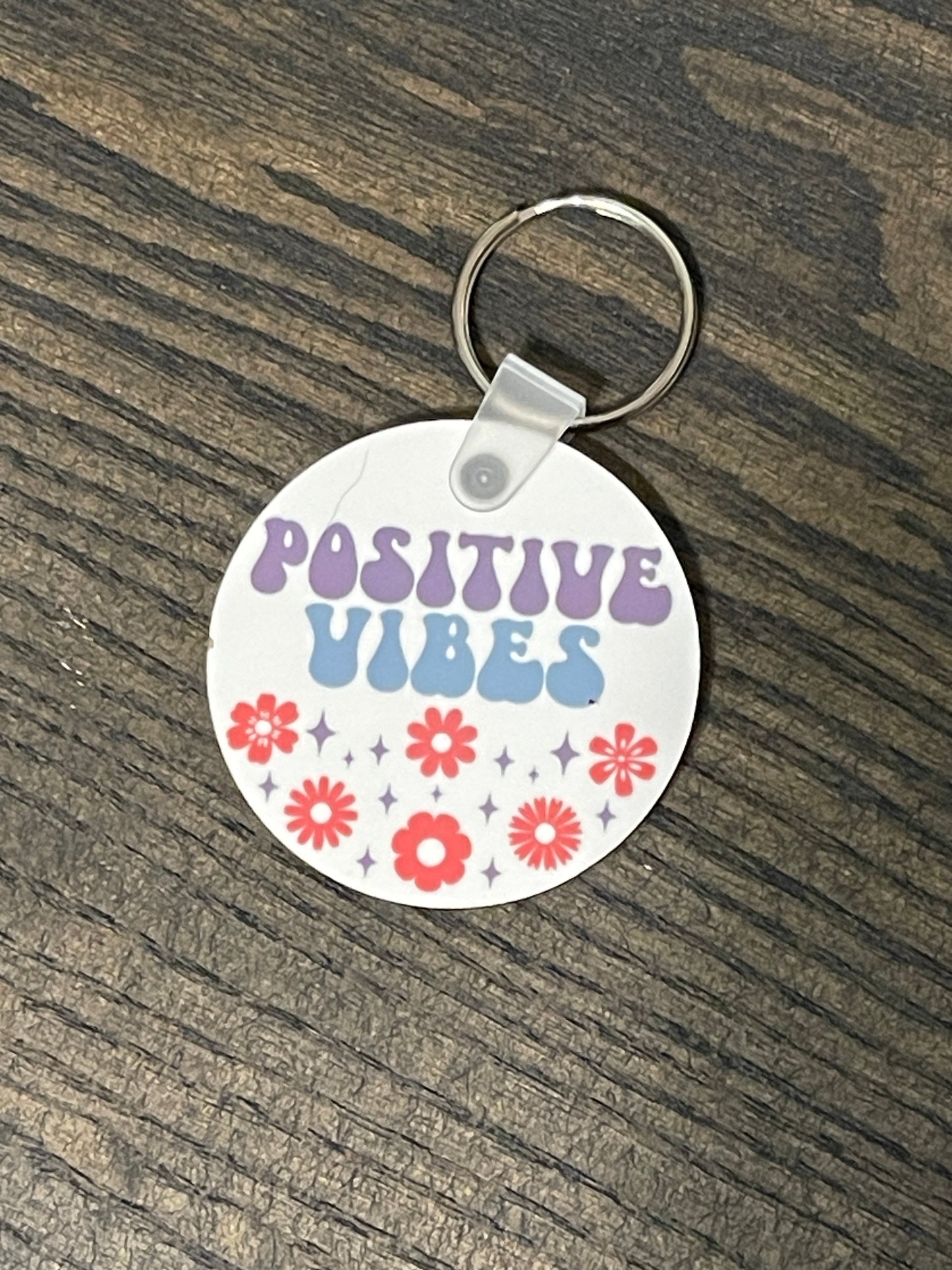 Retro Positive Vibes Keychain