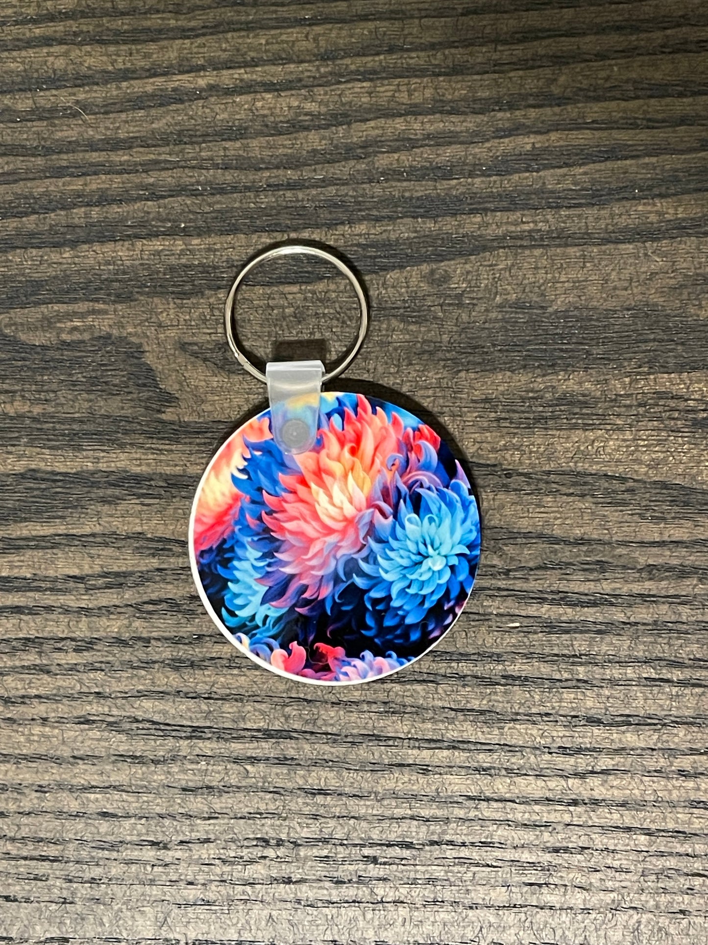 Colorful Zinnia Keychain